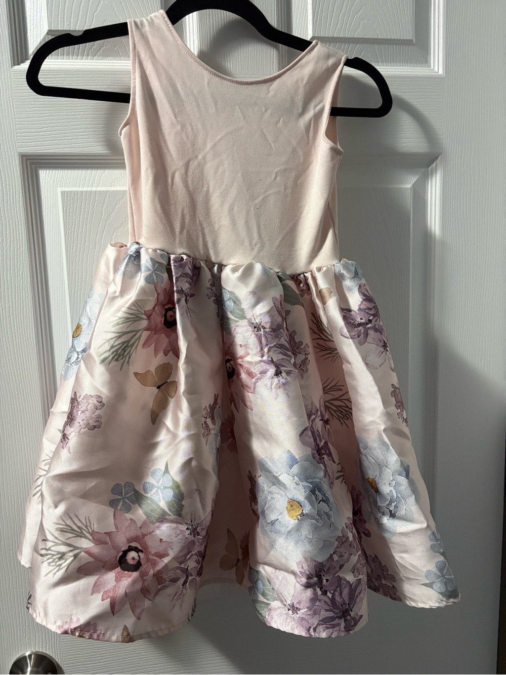 H&M Girls Pale Pink Floral Satin Party Dress
